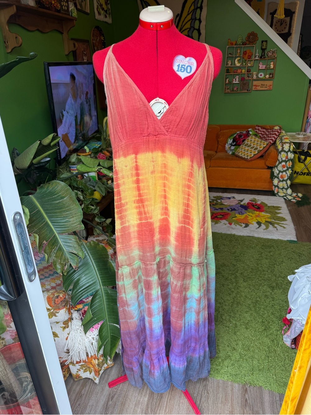 Vibrant Tie-Dye Maxi Dress - Multicolor